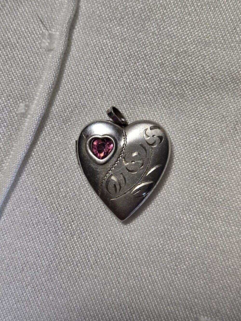 Heart Locket 925 With Faux Ruby